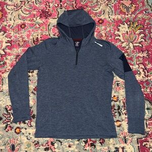 Brooks Running Notch Thermal Hoodie Mens Sz L Blue 1/4 Zip Sweatshirt Pullover